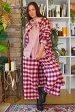 Nora Brushed Cotton Gingham Frock Coat Aubergine